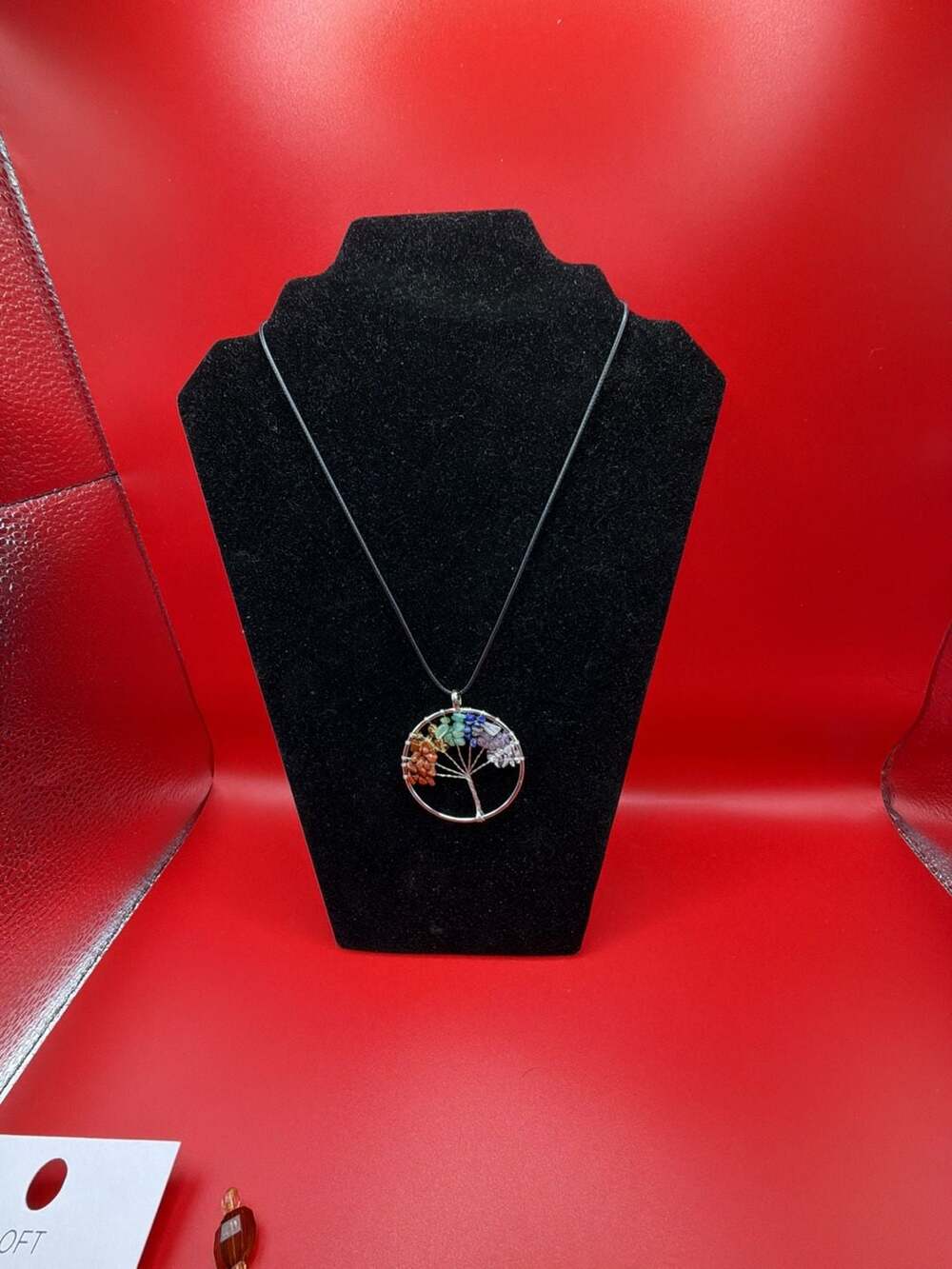 7 Chakra Wire Wrapped Natural Gemstone Tree of Life Crystal Pendant Necklace